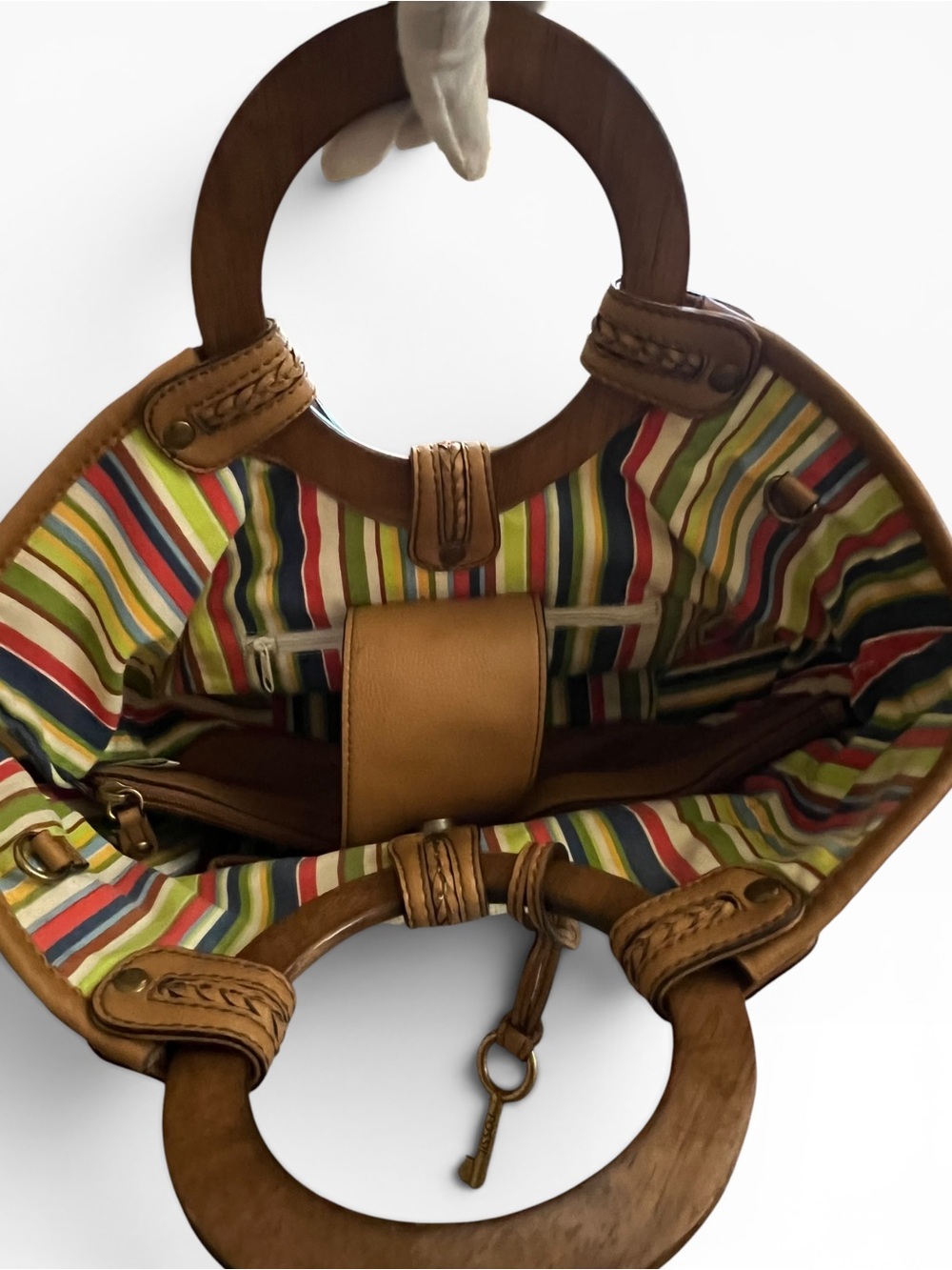 Vintage Fossil Y2K Woven Raffia Crossbody Satchel Bag - Picture 8 of 13